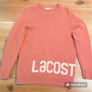 Lacoste Womens Orange Knit Sweater Size 38 Medium
